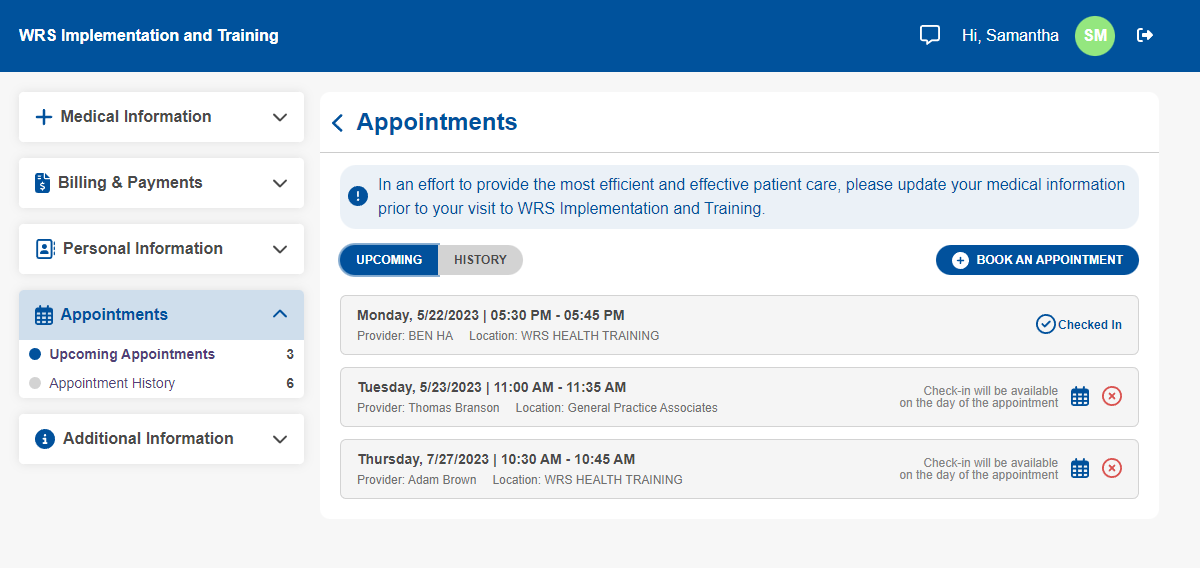 Appt in PCM Upcoming