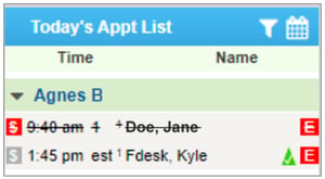 Cancel SMS Today's Appt List