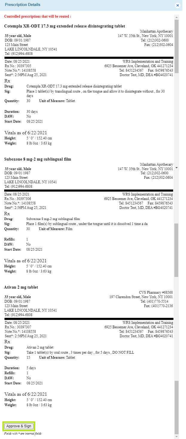 EPCS Prescription Detail