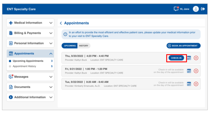 Patient Self Check In and Patient Portal Integration