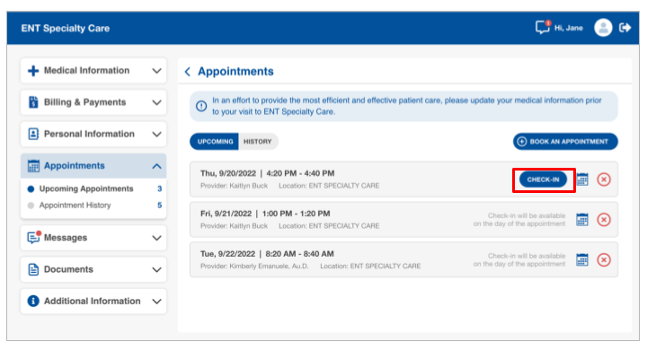 Patient Self Check In and Patient Portal Integration