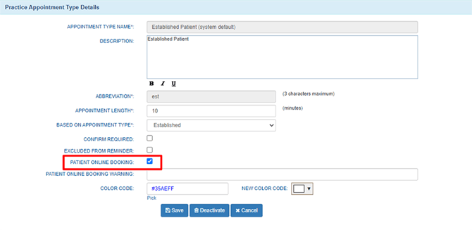 Established Patient Appointment Type