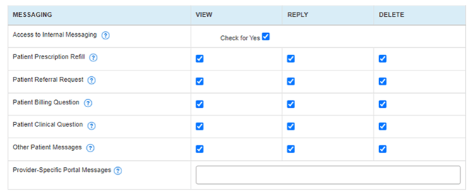 Patient messaging settings