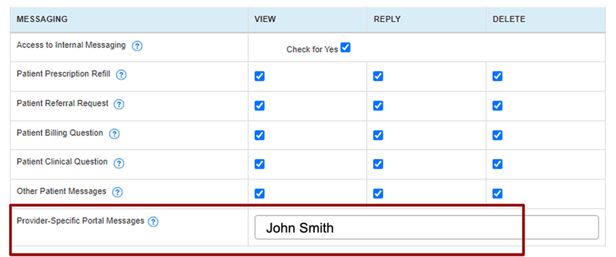 Provider-Specific Portal Message