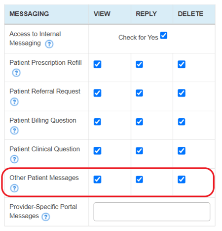 Other Patient Messages Permission