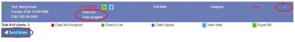 Current Chart Send Note