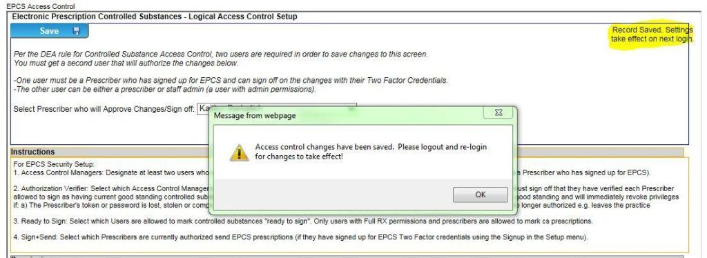 EPCS Successful Alert