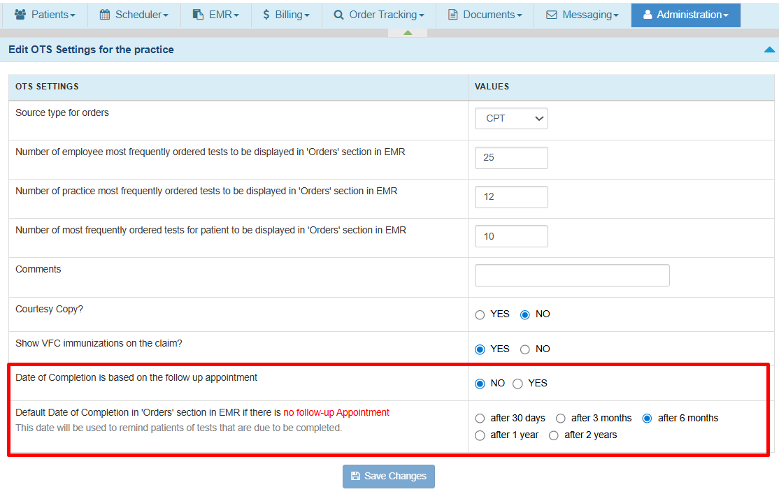 Expected DOC Setting