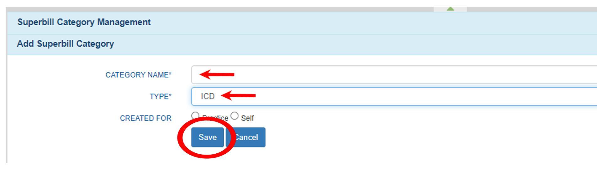 Add ICD Superbill Category