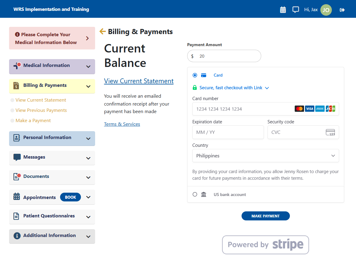 Billing address entry
