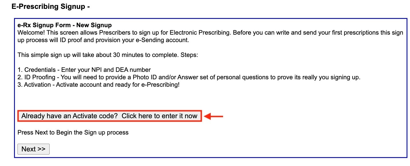 E-Prescribing Signup