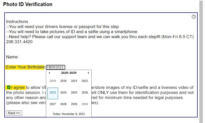 Photo ID Verification Birthday