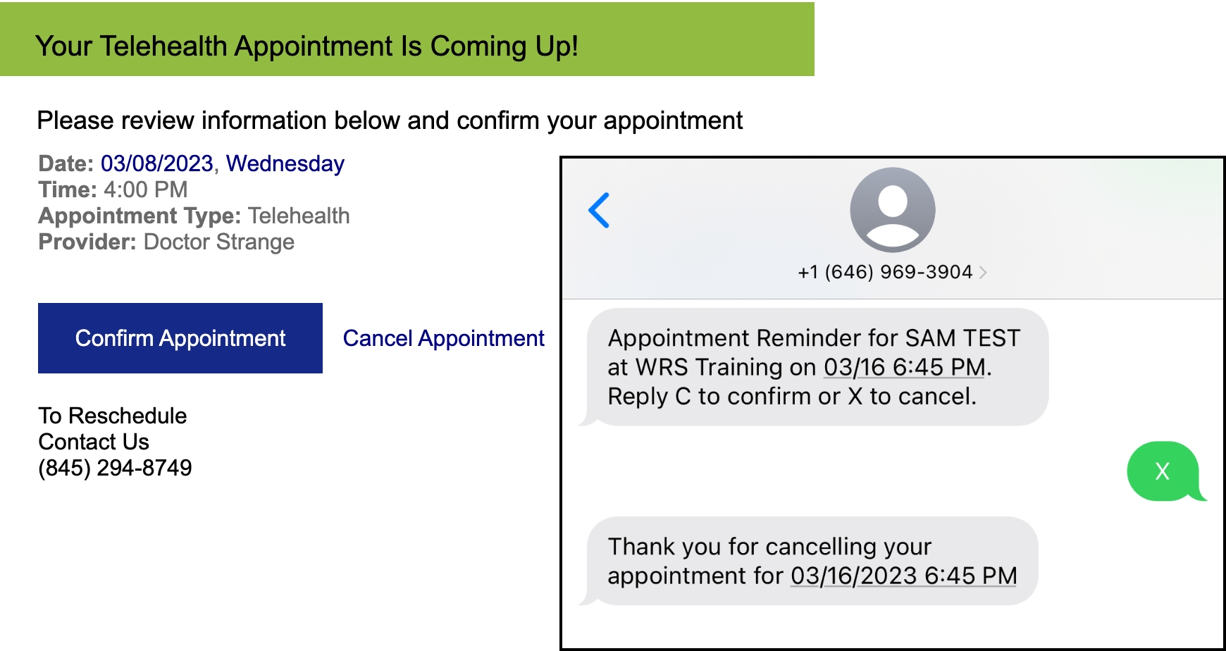 Telehealth Appointment Confirmation