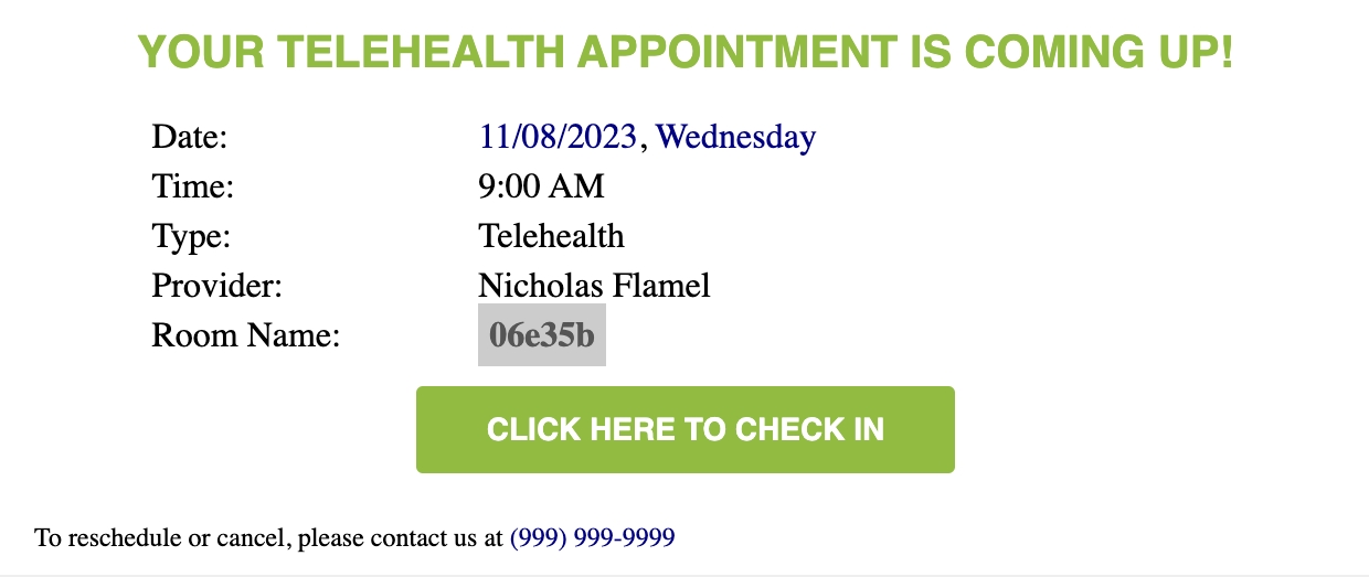 Telehealth Appointment Reminder