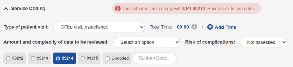 Time-Based service coding